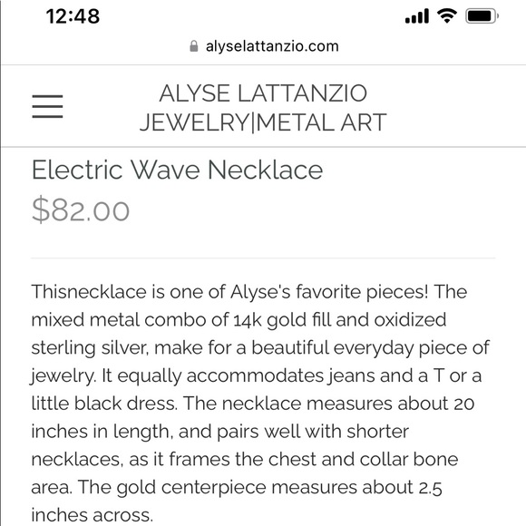 Alyse Lattanzio Electric Wave Necklace 14k Gold Fill + Oxidized Sterling Silver - Picture 6 of 6